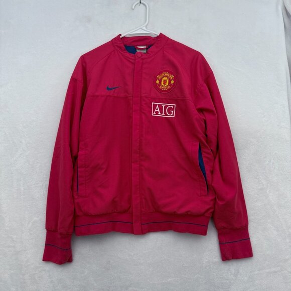 Nike Manchester United Jacket Men S Red Full Zip Windbreaker Line Football Logo - Picture 1 of 14